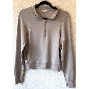 Danskin Womens S Oatmeal Heather NWOT 1/4 Zip One Zip Pocket Travel Workout Soft